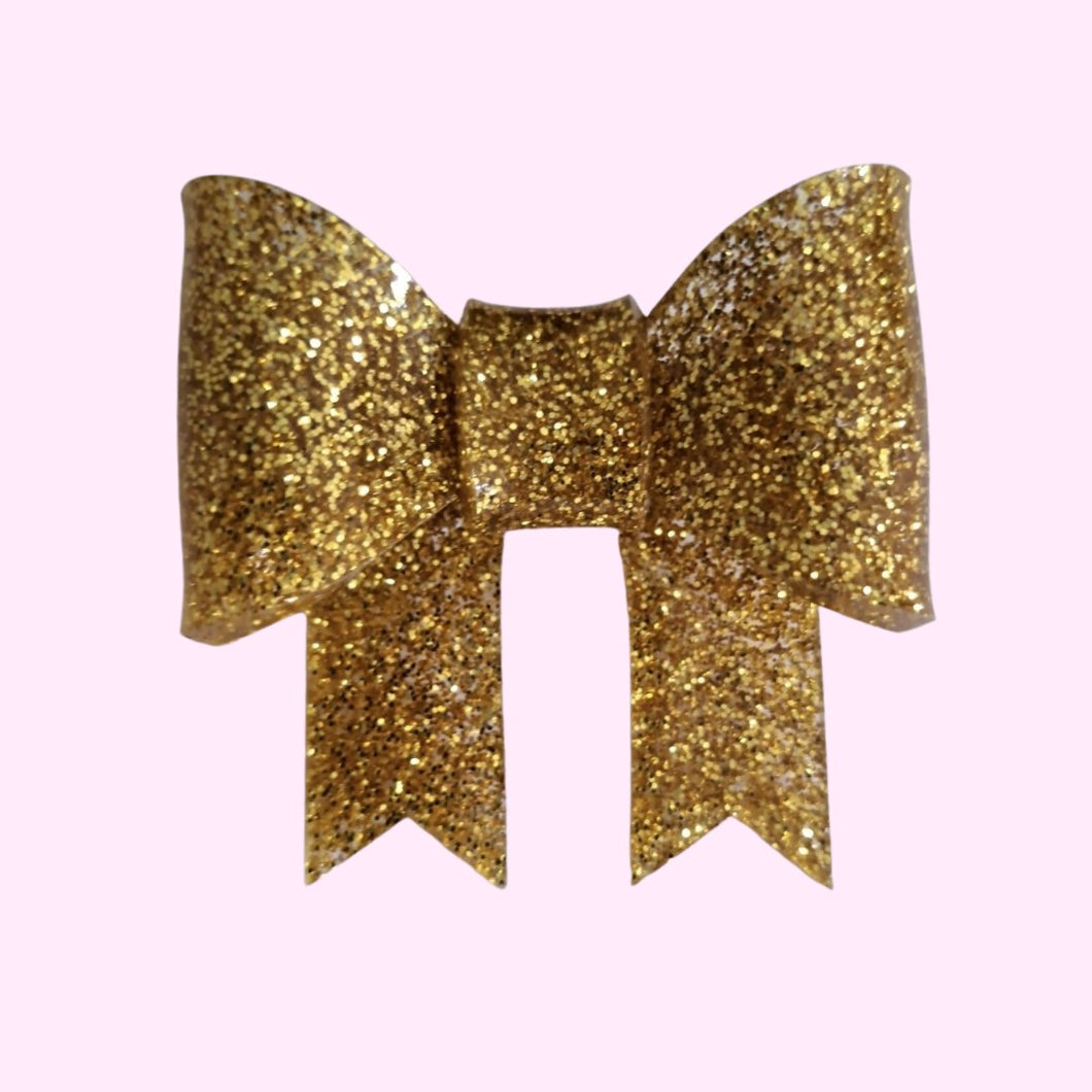 Gold Glitter Bow Brooch