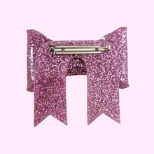 Load image into Gallery viewer, Pink Glitter Bow Brooch
