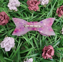 Load image into Gallery viewer, Large Purple Petal Bow Tie Brooch

