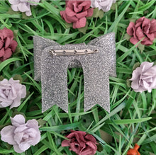 Load image into Gallery viewer, Silver Glitter Bow Brooch
