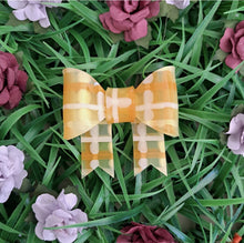 Load image into Gallery viewer, Yellow Tartan Bow Brooch
