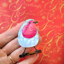 Load image into Gallery viewer, Sitting Pink Robin Brooch
