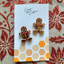 Load image into Gallery viewer, Large Gingerbread Man Statement Studs - white detail
