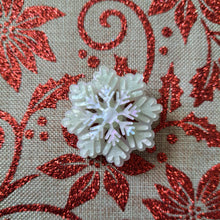 Load image into Gallery viewer, WhiteMarble Shimmer snowflake brooch
