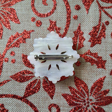 Load image into Gallery viewer, WhiteMarble Shimmer snowflake brooch
