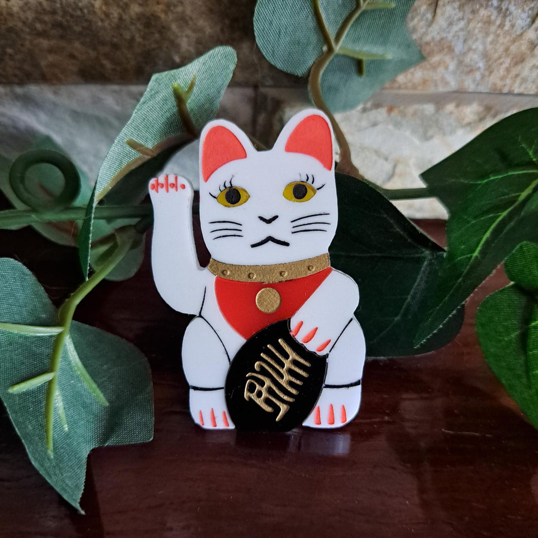 Maneki-Neko Lucky Cat Brooch