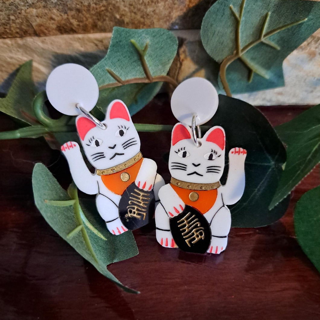 Maneki-Neko Lucky Cat Earrings