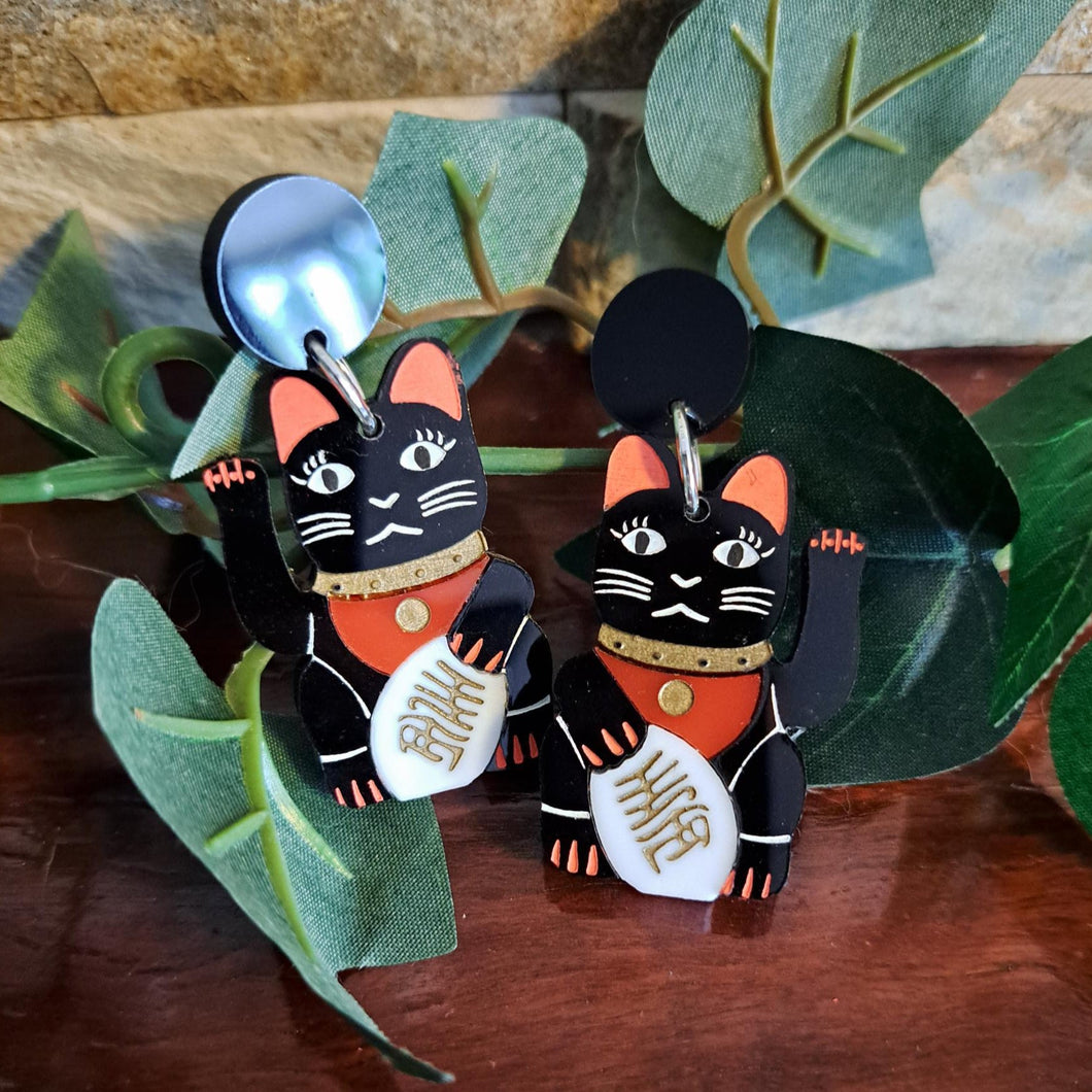 Maneki-Neko Lucky Cat Earrings