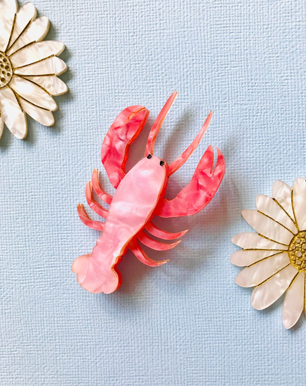Pink Lobster Brooch