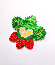 Load image into Gallery viewer, Red Marble Strawberry Patch Brooch
