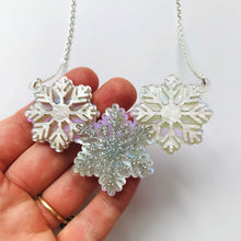 Load image into Gallery viewer, Pale Glitter snowflake necklace
