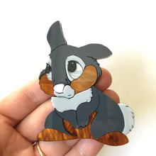 Load image into Gallery viewer, Bunny Brooch in Brown and Grey
