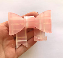 Load image into Gallery viewer, Large Pink Tartan Bow Brooch
