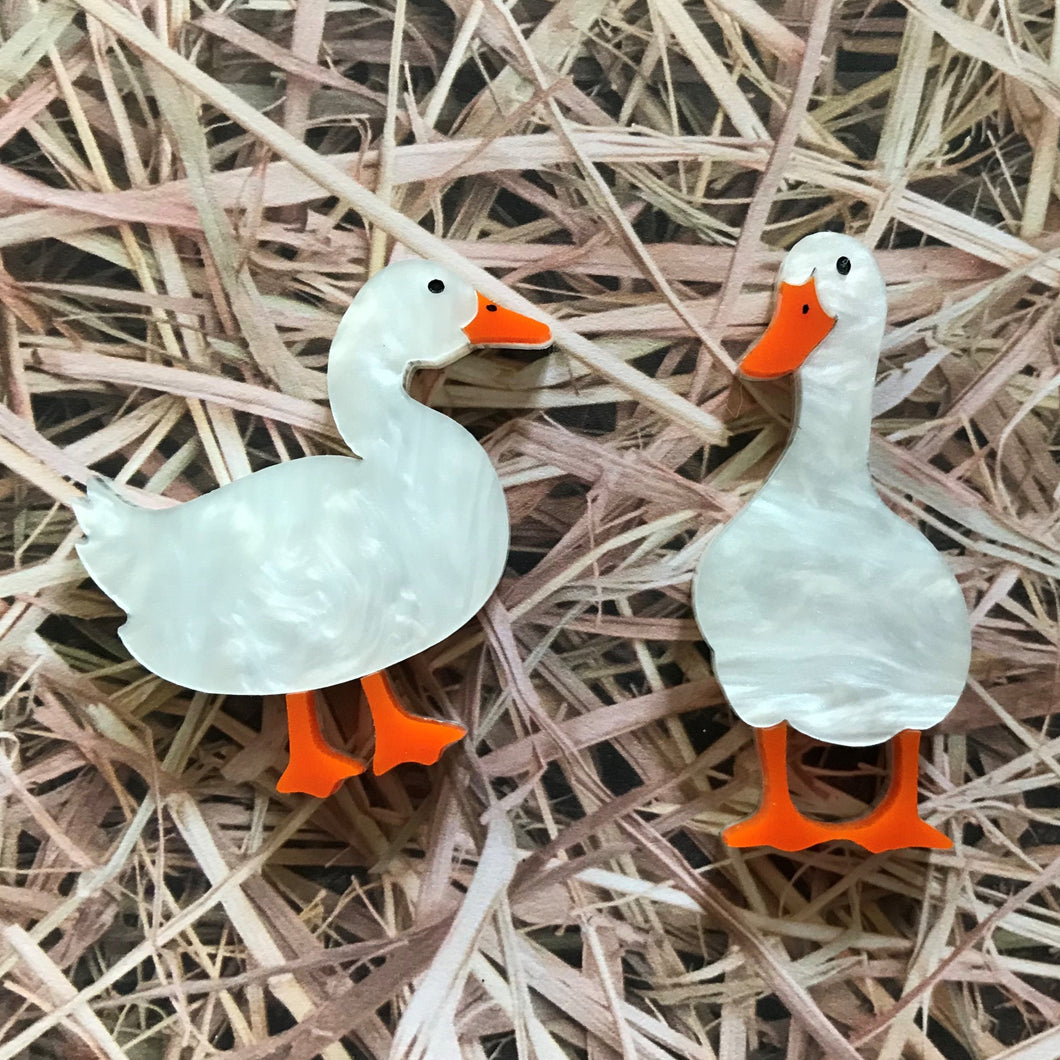 Wallis and Delilah - Little Duck Pair in White Marble