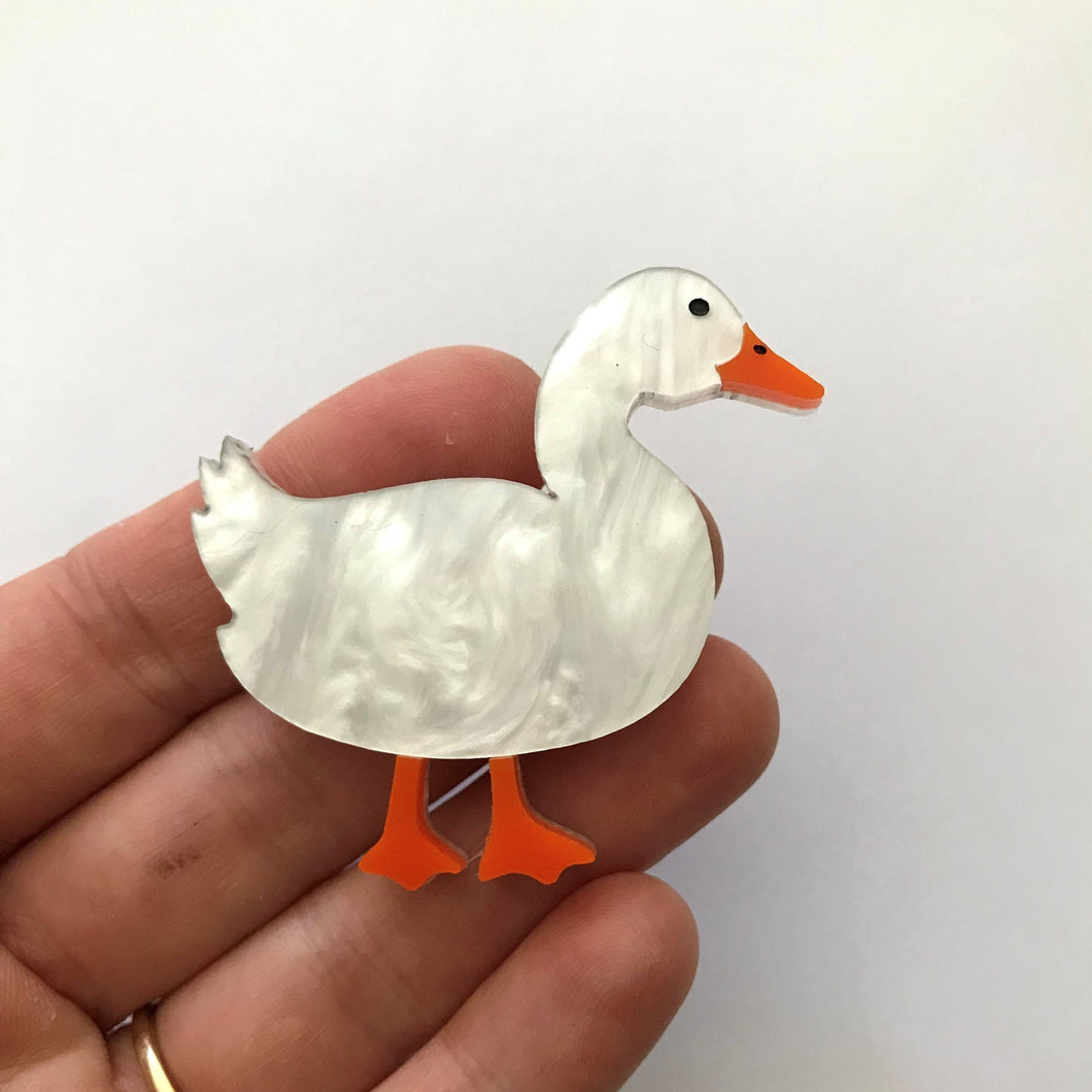 Delilah the Duck in White Marble