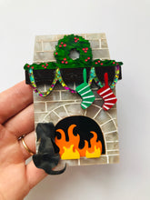 Load image into Gallery viewer, Large statement Christmas Fireplace Brooch
