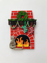 Load image into Gallery viewer, Large statement Christmas Fireplace Brooch
