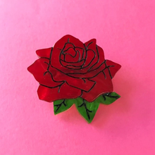 Load image into Gallery viewer, Classic Tea Rose Brooch in Red Marble
