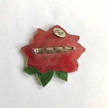 Load image into Gallery viewer, Classic Tea Rose Brooch in Red Marble
