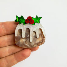 Load image into Gallery viewer, Christmas Pudding Brooch in Brown Mineral
